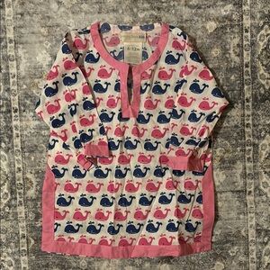 Pottery Barn Kids Pink and Blue Whale Print Tunic